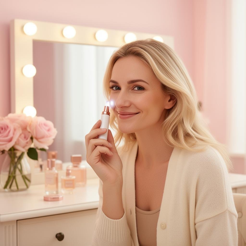 DermaGlow dispositivo rose gold para remoção de pelos faciais